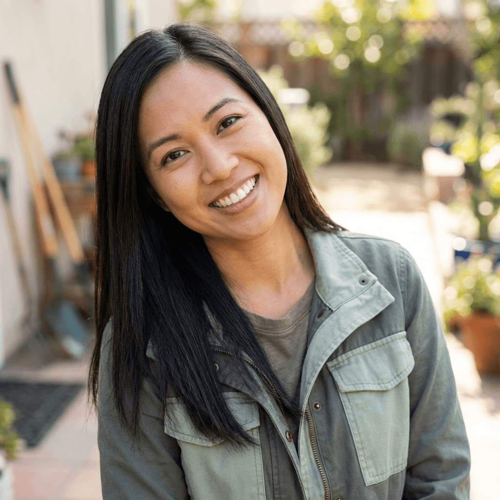 Olivia Chen, tax associate, in a professional office