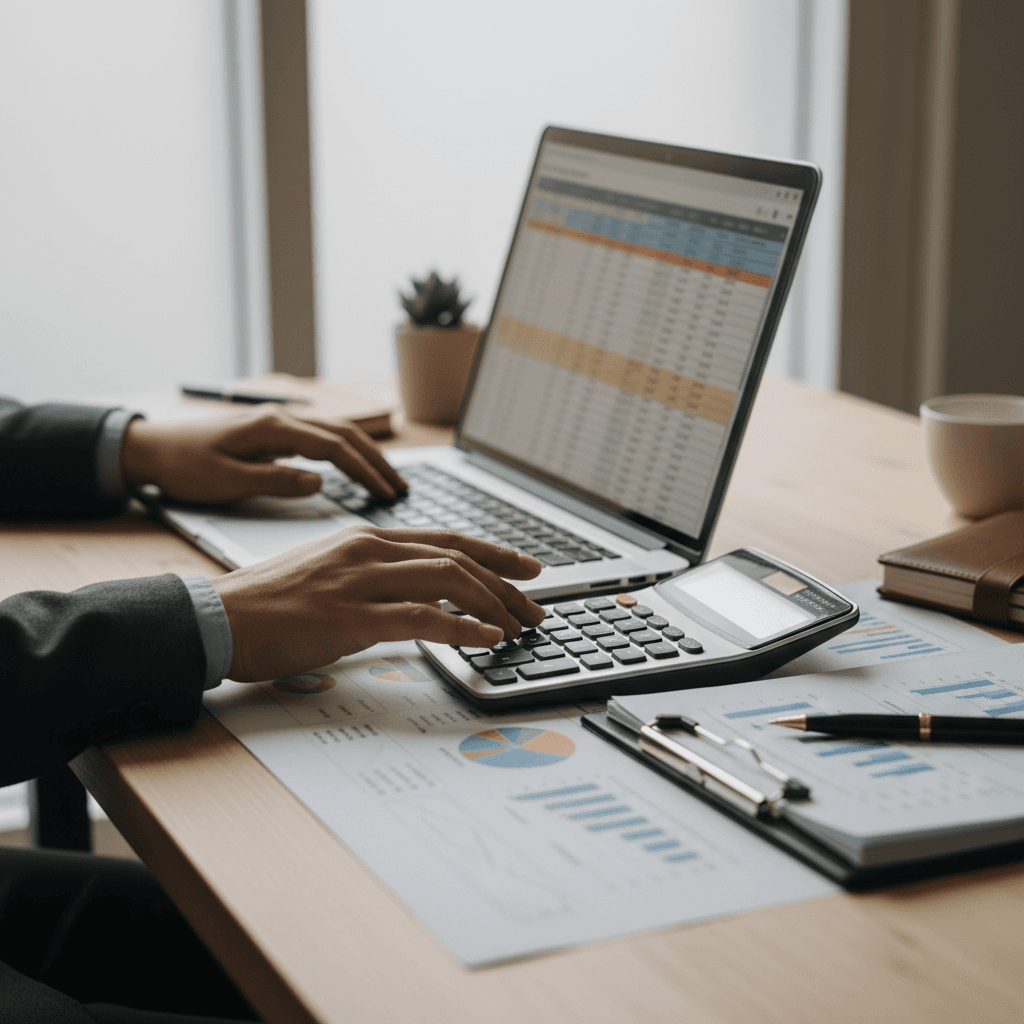 Reviewing financial records with a clear worksheet system